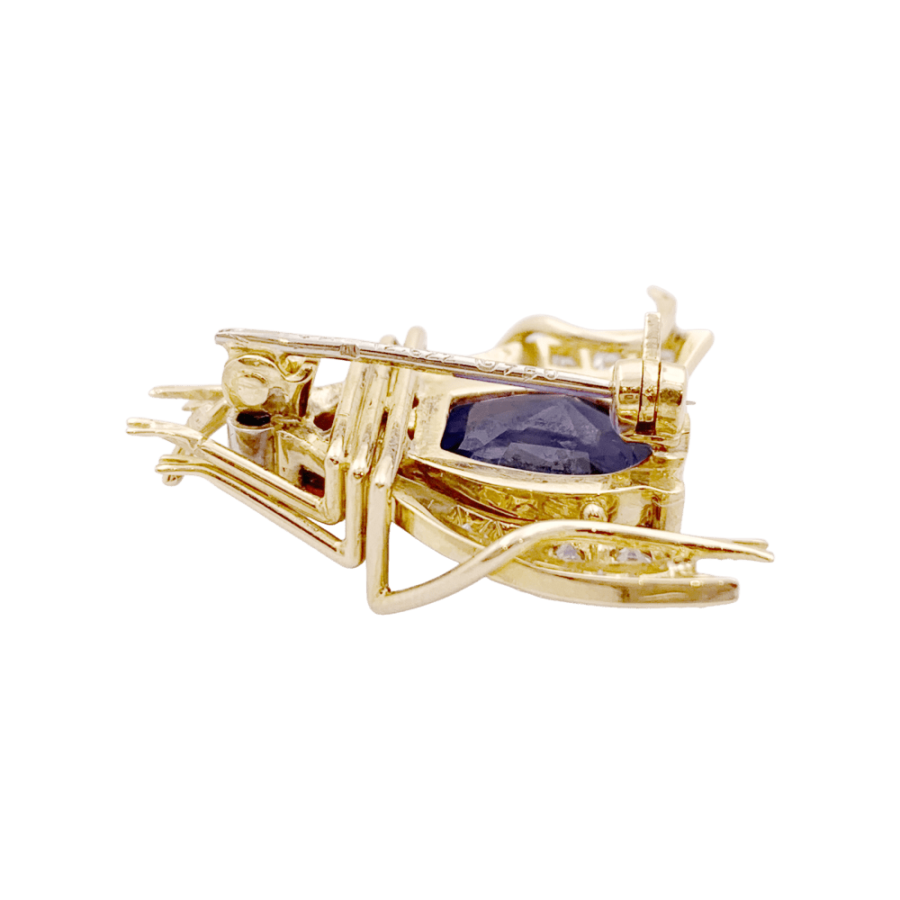 Broche Clip VAN CLEEF & ARPELS "Abeille" en or jaune, platine, saphir, rubis et diamants - Castafiore