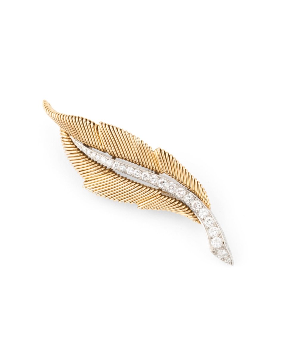 Broche Clip VAN CLEEF & ARPELS en or jaune et diamants - Castafiore