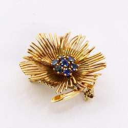 Broche Clip Van Cleef & Arpels en or jaune et saphirs - Castafiore