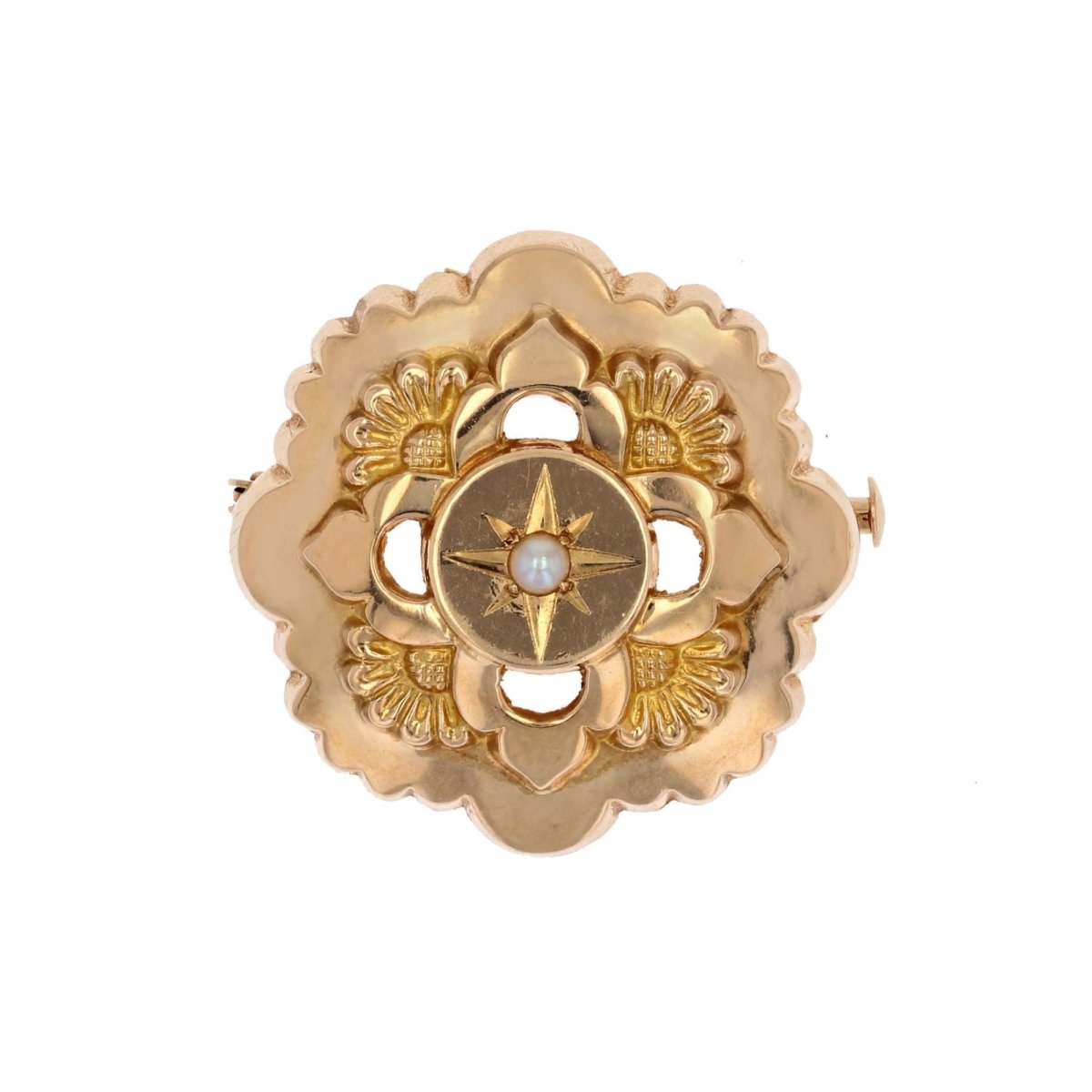 Broche de col en or jaune perle - Castafiore