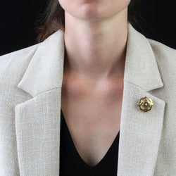 Broche de col en or jaune perle - Castafiore