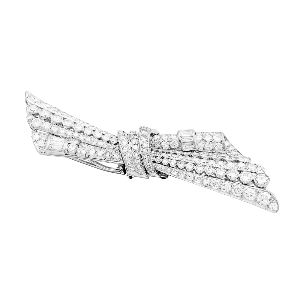 Broche Double-Clip en or blanc, platine et diamants - Castafiore