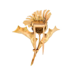 Broche Double Épingle BOUCHERON "Fleur de chardon" en or jaune, or blanc et diamants - Castafiore