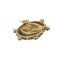 Broche Double portrait en or jaune grenats camée os - Castafiore