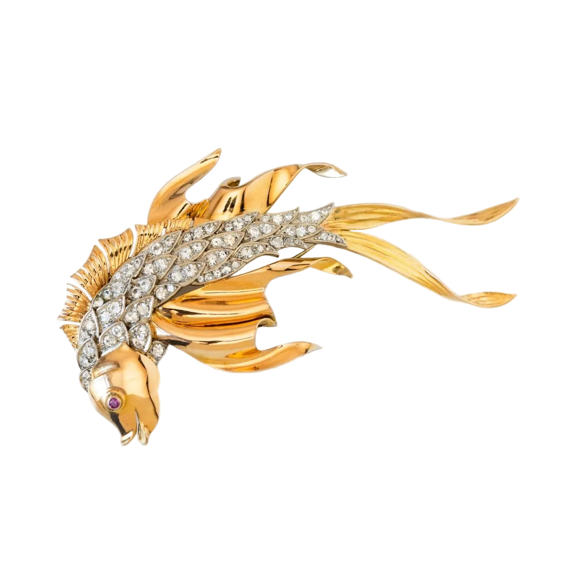 Broche DUSAUSOY "Poisson" en or jaune et platine - Castafiore