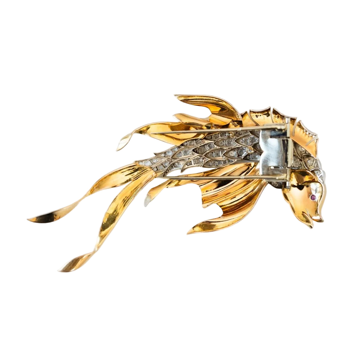 Broche DUSAUSOY "Poisson" en or jaune et platine - Castafiore