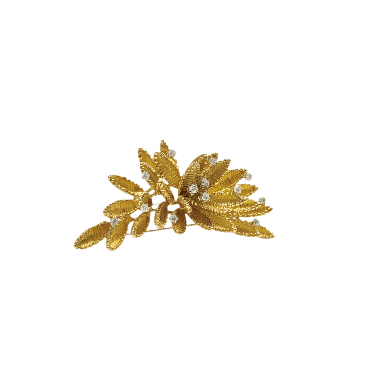 Broche EDOUARD RICHARDS Feuillage en or jaune et diamants - Castafiore