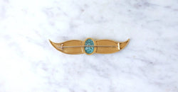 Broche Egyptomanie Or et Scarabée Amulette Fritte - Castafiore