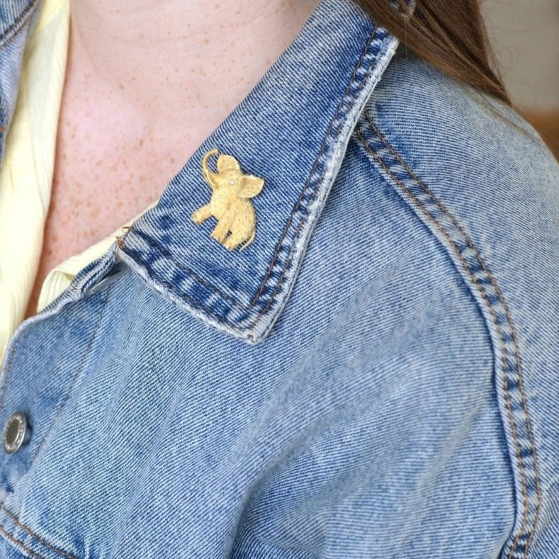 Broche éléphant vintage or amati - Castafiore