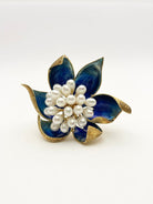 Broche en or avec perles de culture et émail - Castafiore