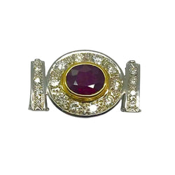 Broche en or blanc rubis et diamants - Castafiore