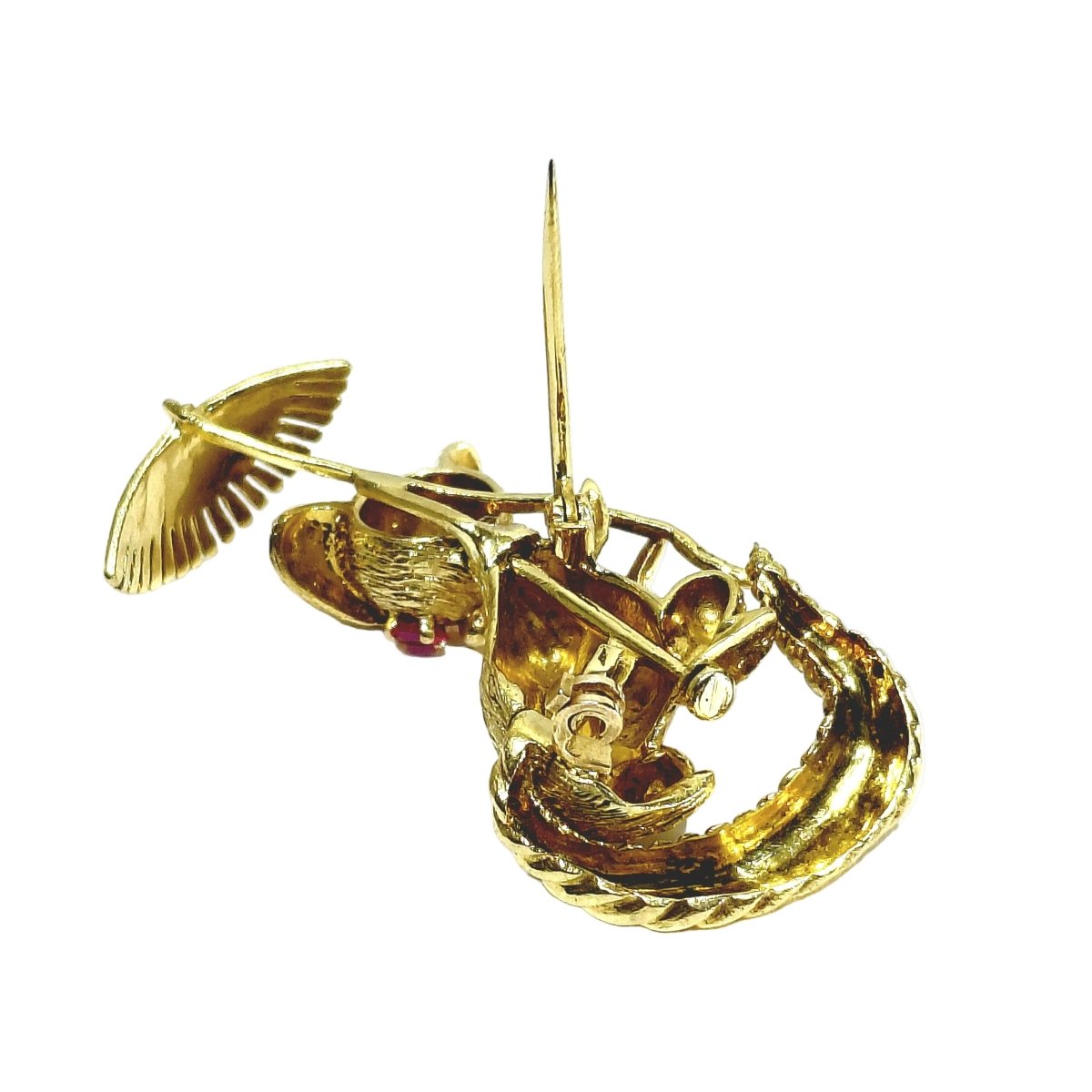 Broche en or champagne et rubis - Castafiore