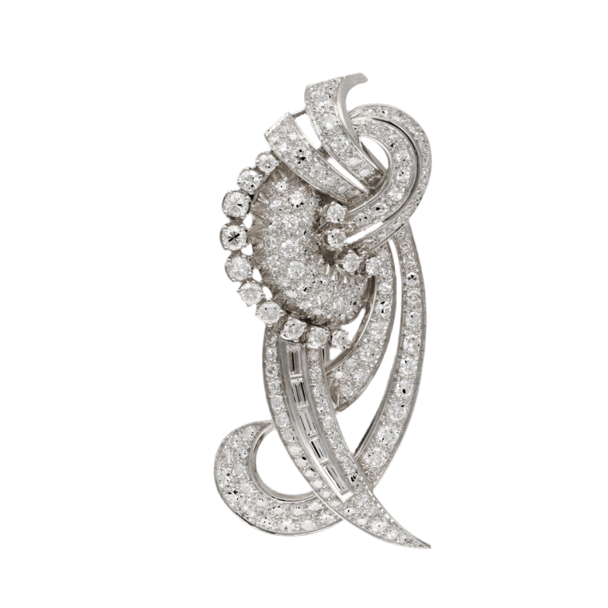 Broche en or gris, platine et diamant - Castafiore