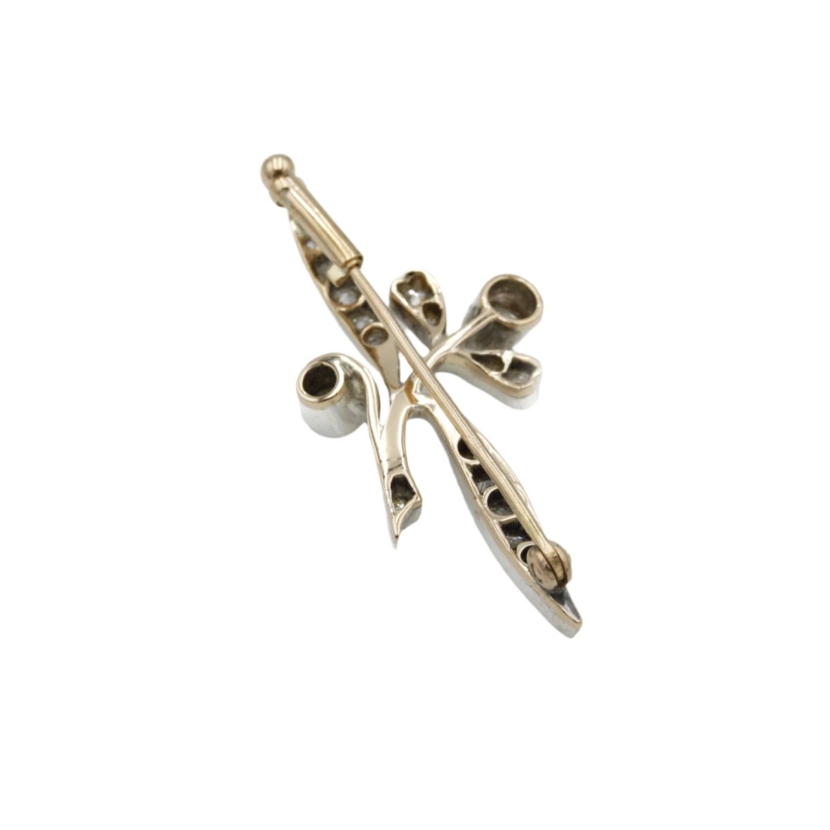 Broche en or jaune, argent et diamant - Castafiore