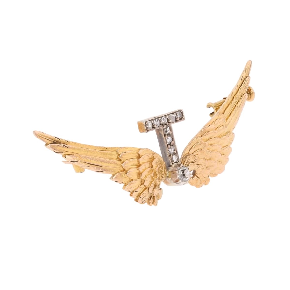 Broche en or jaune, argent et diamants - Castafiore