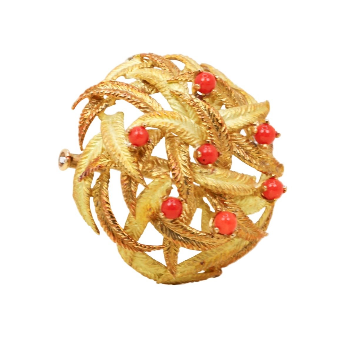 Broche en or jaune et corail - Castafiore