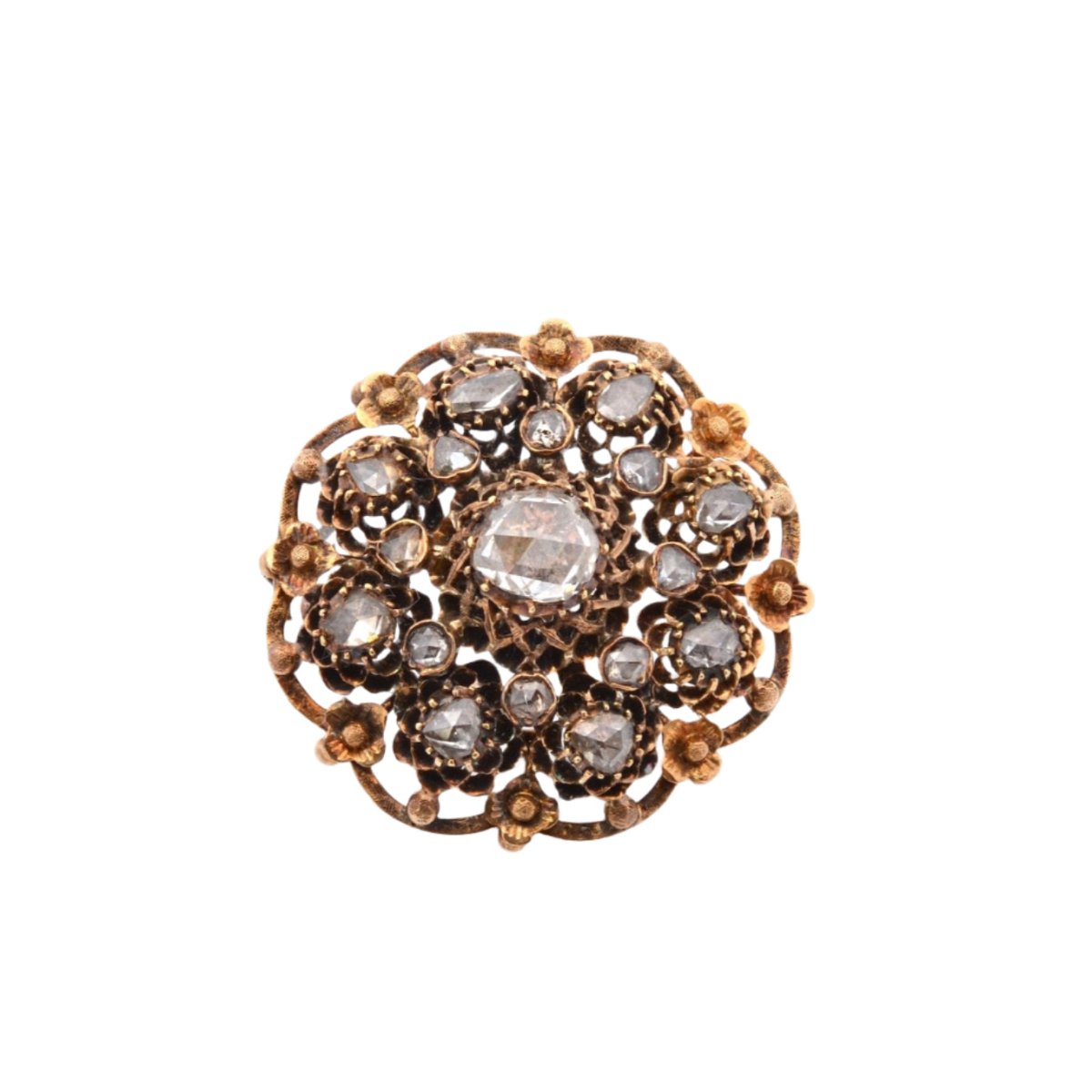 Broche en or jaune et diamants - Castafiore