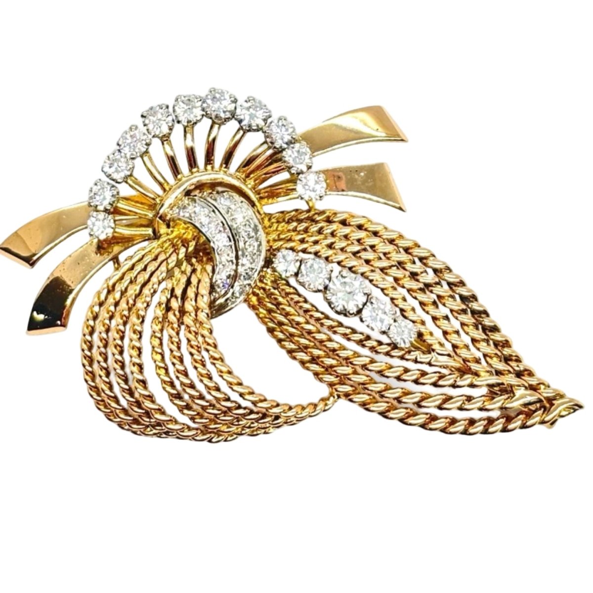 Broche en or jaune et diamants - Castafiore
