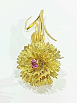 Broche en or jaune et saphir rose - Castafiore