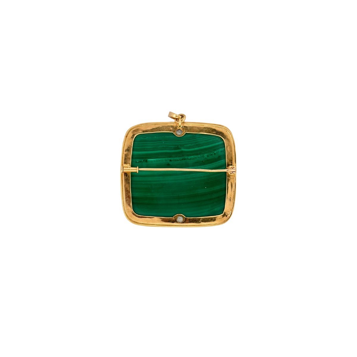 Broche en or jaune, malachite et diamants - Castafiore