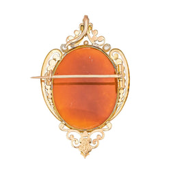 Broche en or rose, camée, agate et perles - Castafiore