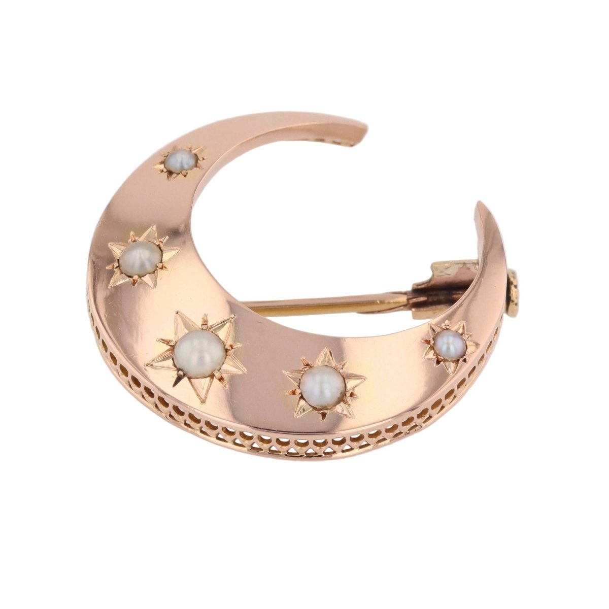 Broche en or rose et perles - Castafiore