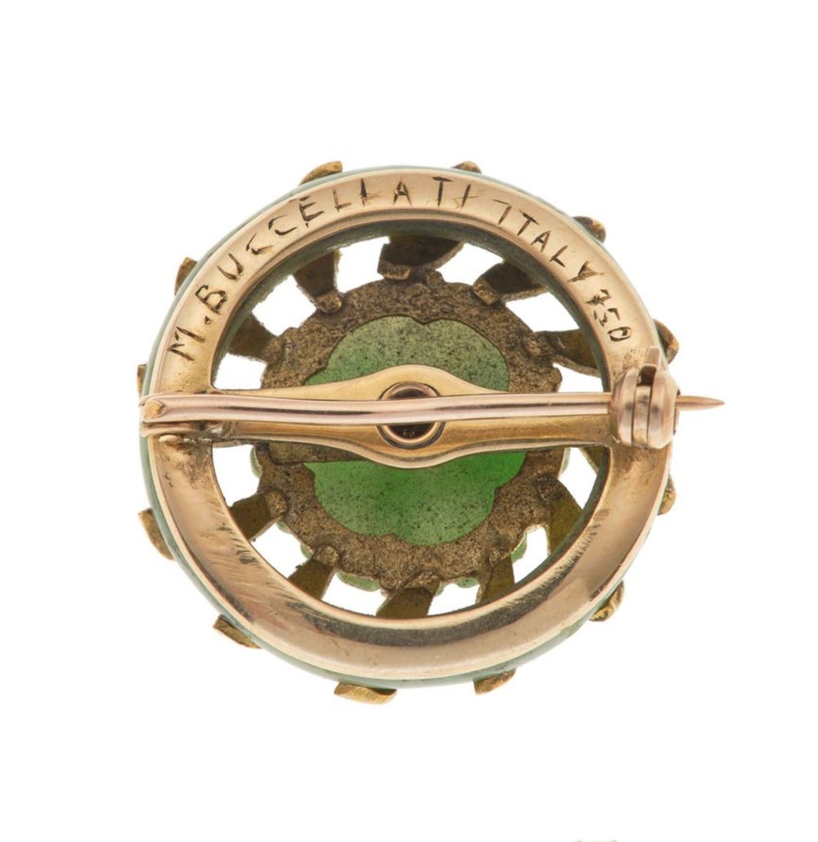 Broche Épingle BUCCELLATI en or jaune et jade - Castafiore