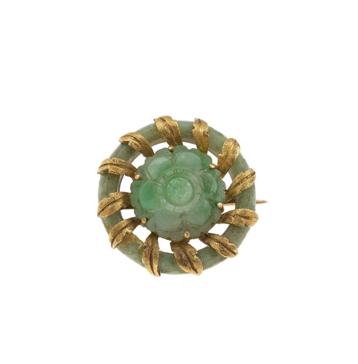 Broche Épingle BUCCELLATI en or jaune et jade - Castafiore