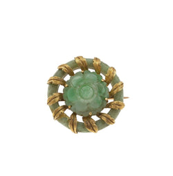 Broche Épingle BUCCELLATI en or jaune et jade - Castafiore