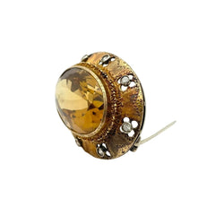 Broche Épingle BUCCELLATI en or jaune, topaze et diamants - Castafiore
