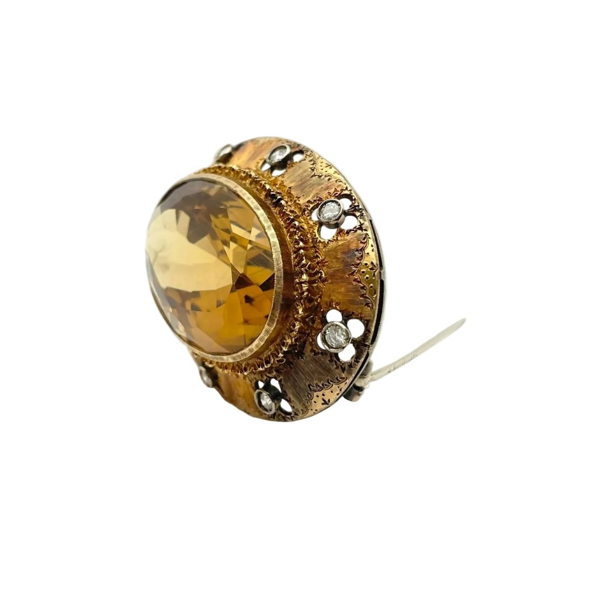 Broche Épingle BUCCELLATI en or jaune, topaze et diamants - Castafiore