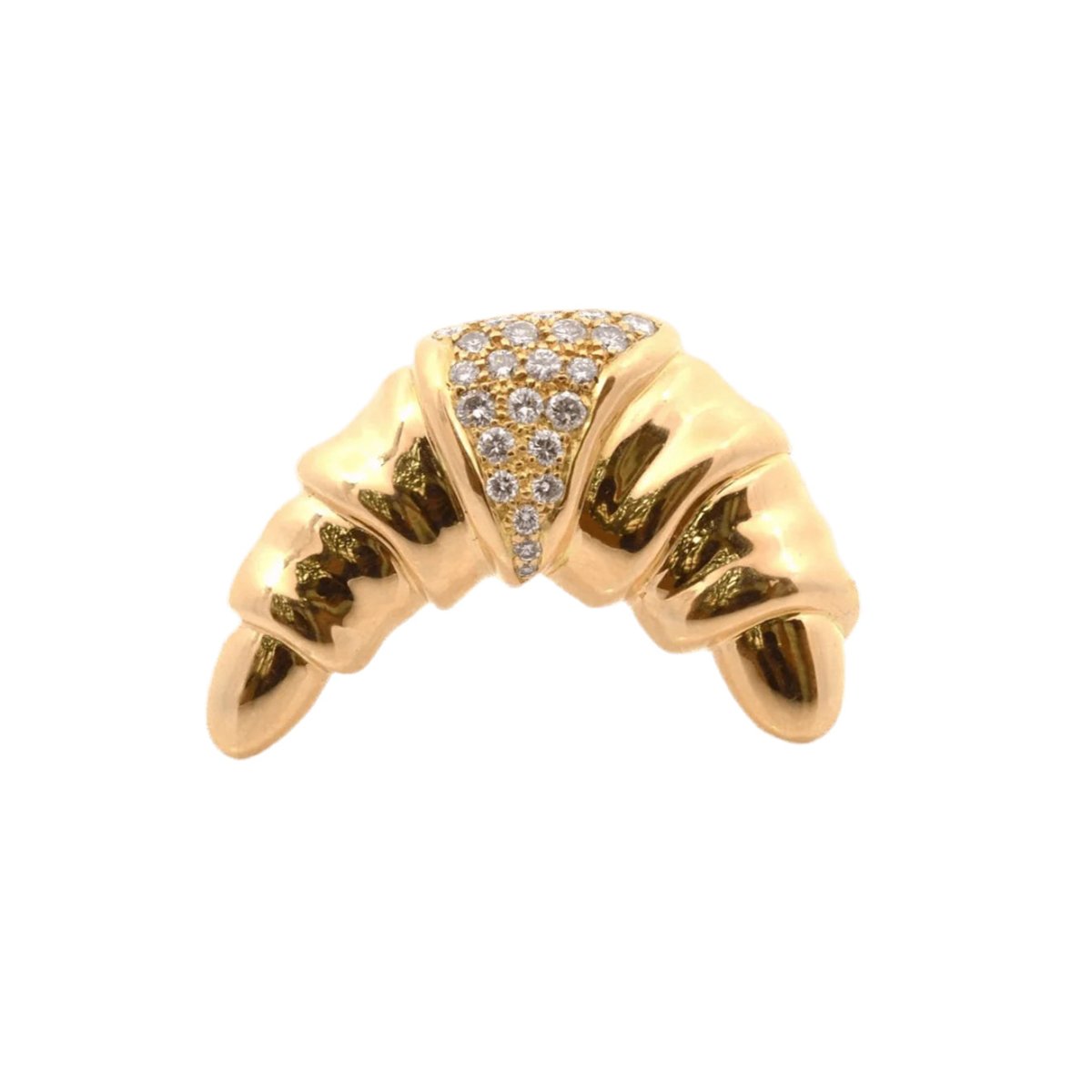 Broche Épingle CARTIER "Croissant" en or jaune et diamants - Castafiore
