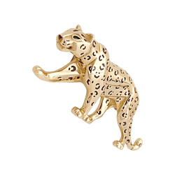 Broche Épingle CARTIER en or jaune, émail et émeraudes - Castafiore