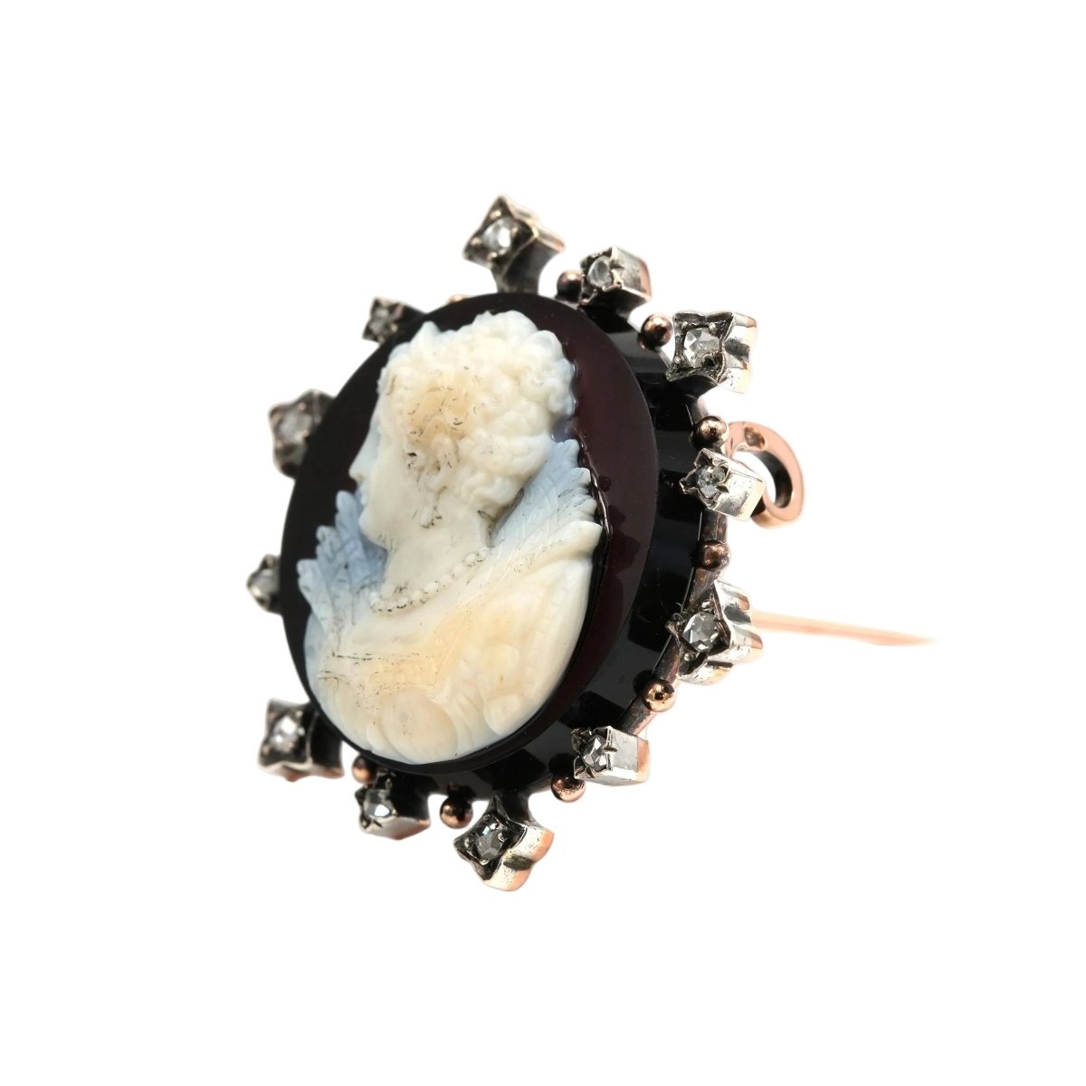 Broche Épingle en or blanc, agate et diamants - Castafiore