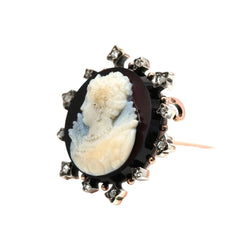 Broche Épingle en or blanc, agate et diamants - Castafiore