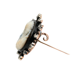 Broche Épingle en or blanc, agate et diamants - Castafiore