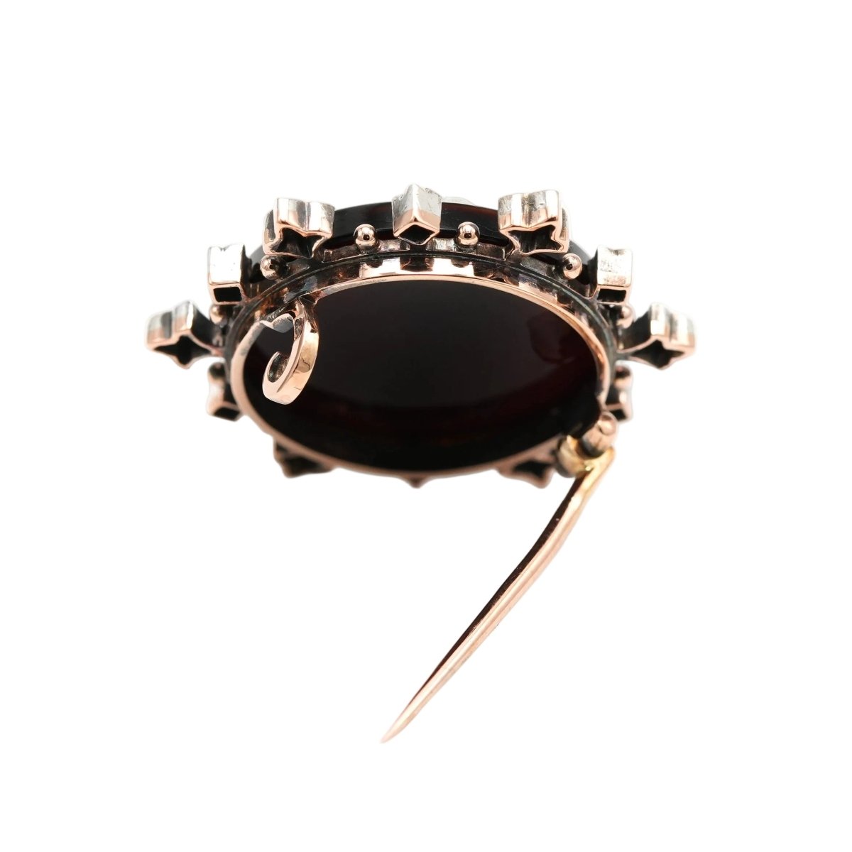 Broche Épingle en or blanc, agate et diamants - Castafiore