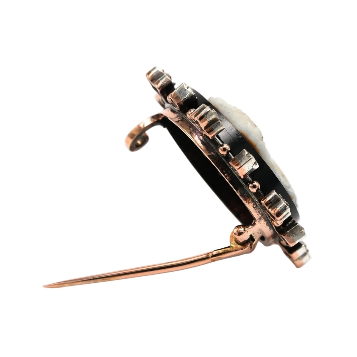 Broche Épingle en or blanc, agate et diamants - Castafiore