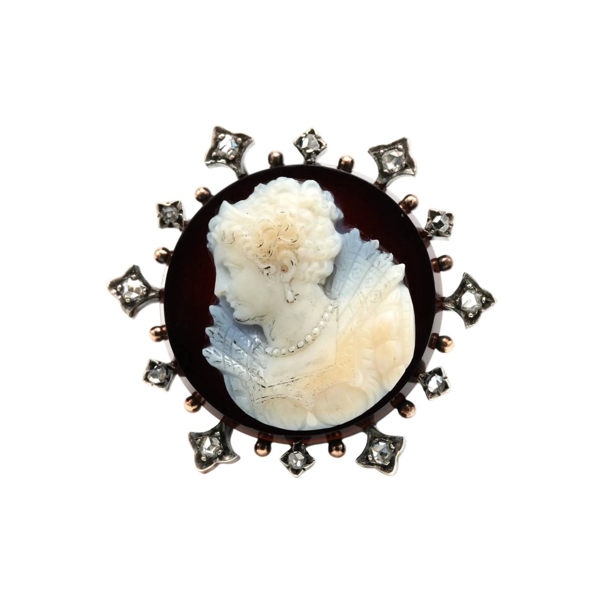 Broche Épingle en or blanc, agate et diamants - Castafiore