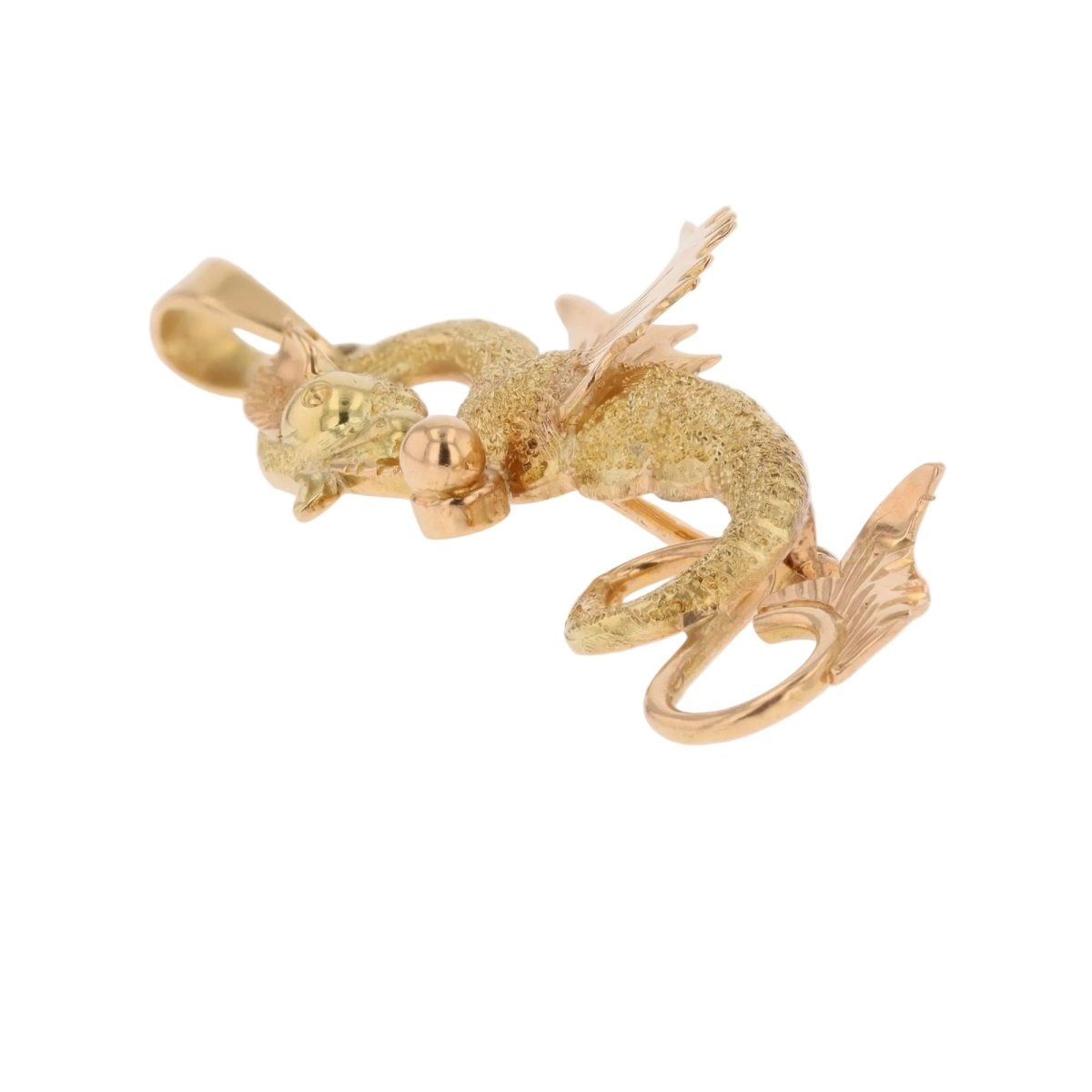 Brooch two gold dragon pendant