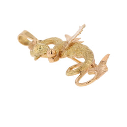 Brooch two gold dragon pendant