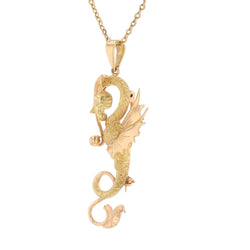 Brooch two gold dragon pendant