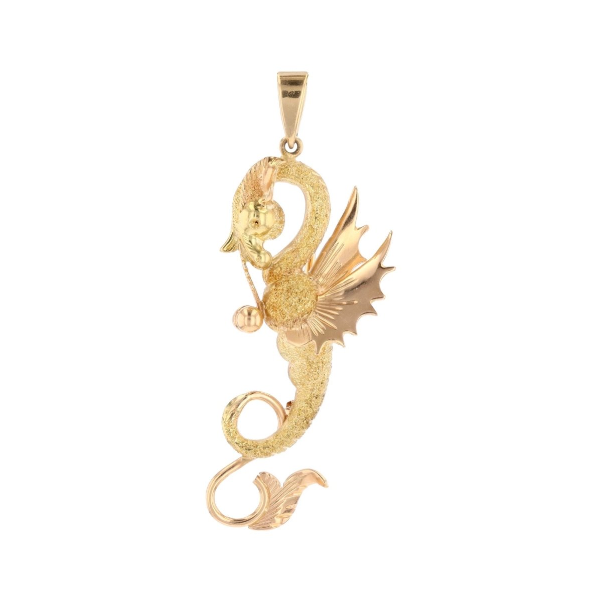 Brooch two gold dragon pendant