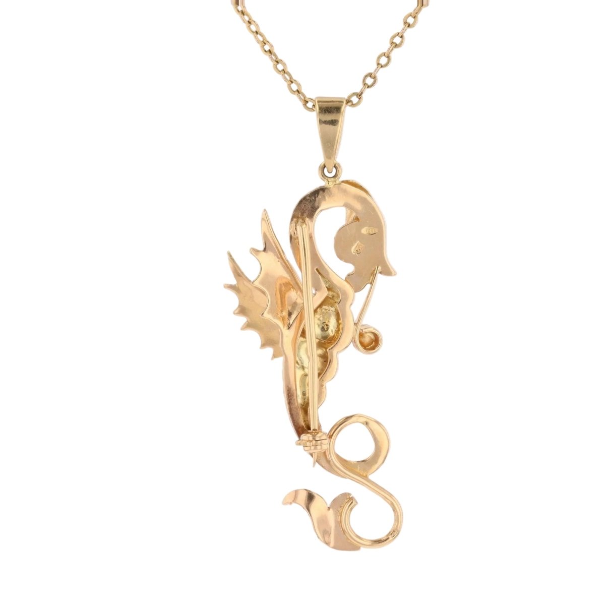 Brooch two gold dragon pendant