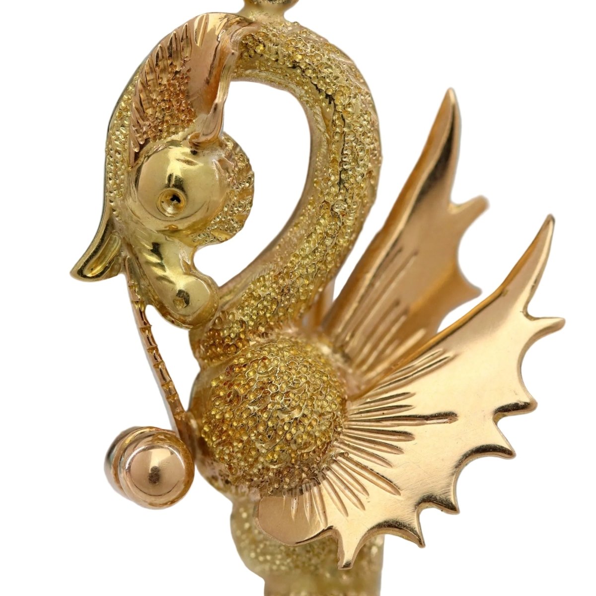 Brooch two gold dragon pendant