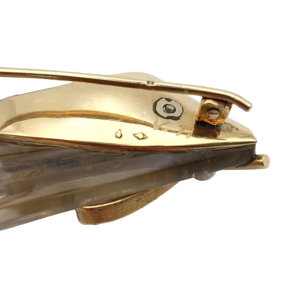 Broche Épingle en or blanc, or jaune, cristal de roche, émeraudes, saphirs, aigues-marines, citrines, améthystes et tourmalines - Castafiore