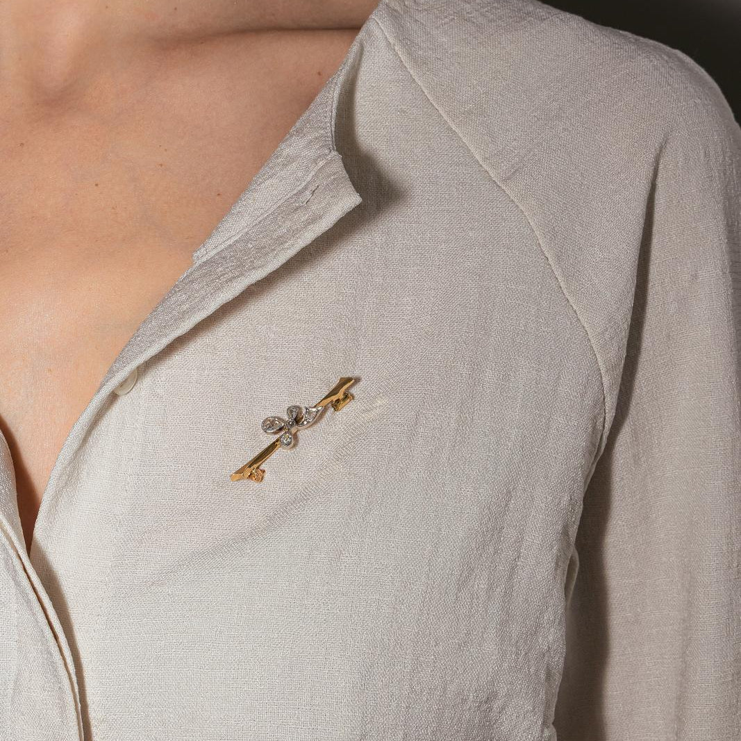Broche Épingle en or blanc, or jaune et diamants - Castafiore