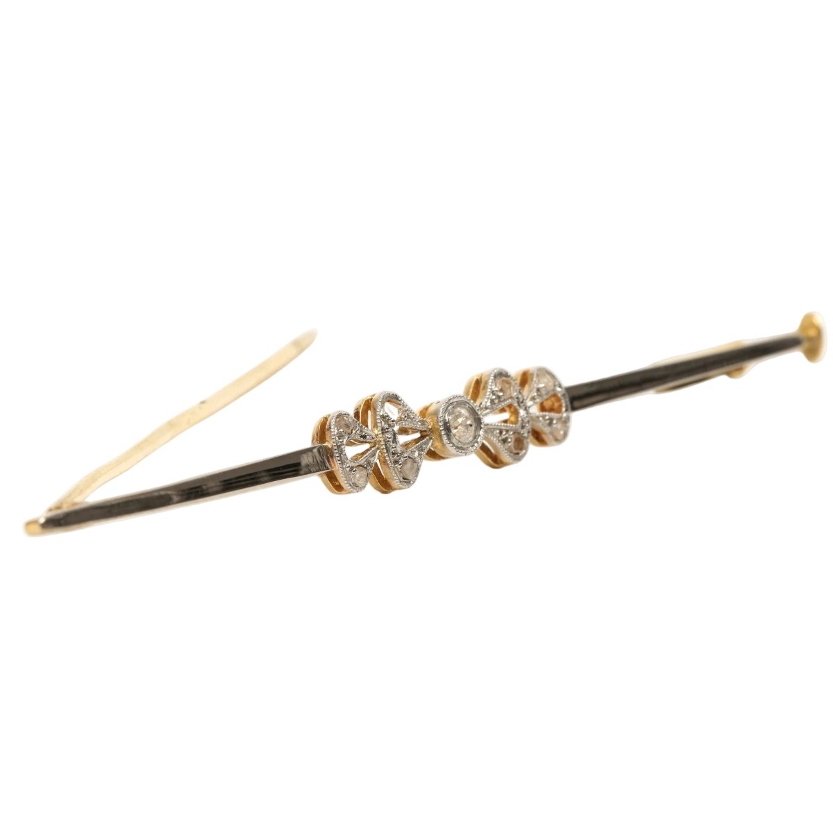 Broche Épingle en or blanc, or jaune et diamants - Castafiore