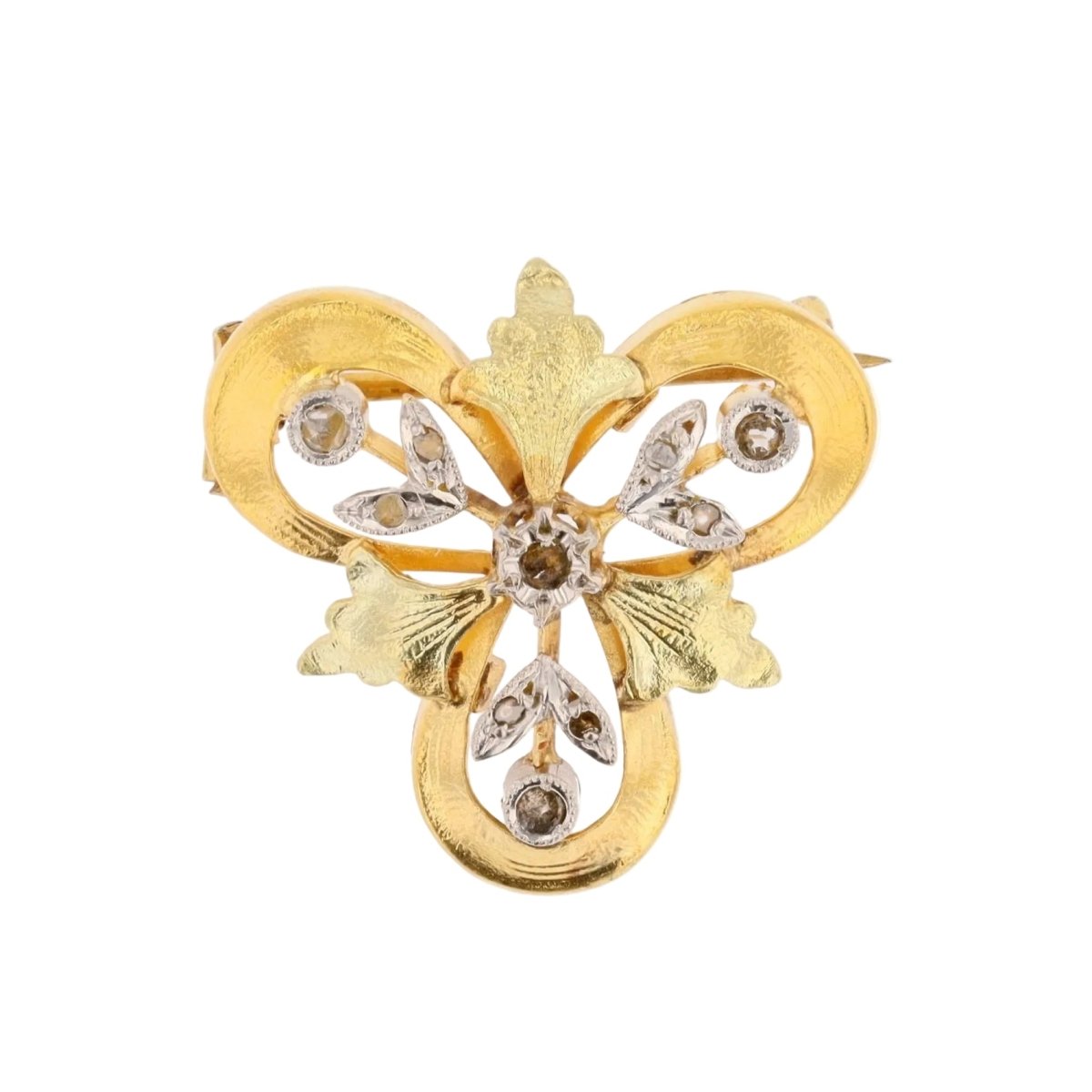 Broche Épingle en or blanc, or jaune, or vert et diamant - Castafiore