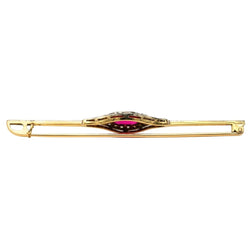 Broche Épingle en or blanc, or jaune, rubis et diamants - Castafiore